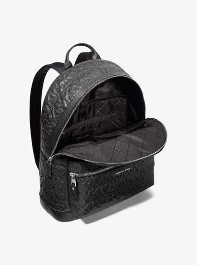 Hudson Medium Logo Embossed Dome Backpack in BLACK | Michael Kors