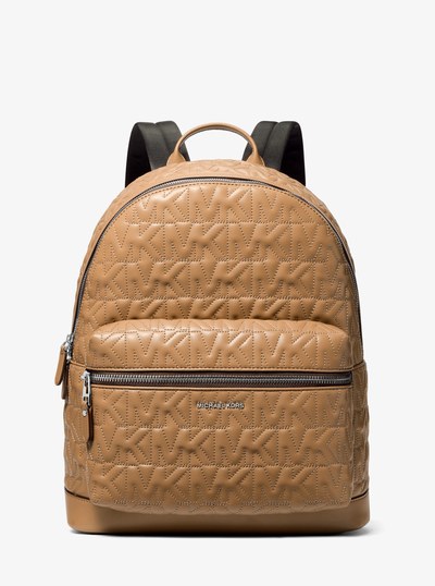 Hudson Medium Logo Embossed Dome Backpack in HUSK | Michael Kors