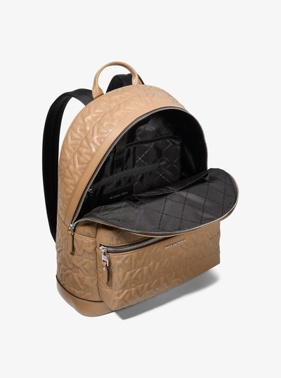 Hudson Medium Logo Embossed Dome Backpack in HUSK | Michael Kors