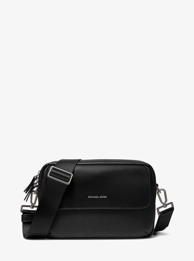 Hudson Pebbled Leather Crossbody Bag in BLACK | Michael Kors