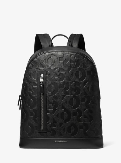 Hudson Slim Graphic Logo Embossed Leather Backpack