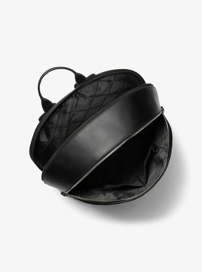 Hudson Slim Graphic Logo Embossed Leather Backpack
