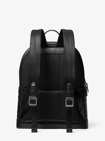 Hudson Slim Graphic Logo Embossed Leather Backpack