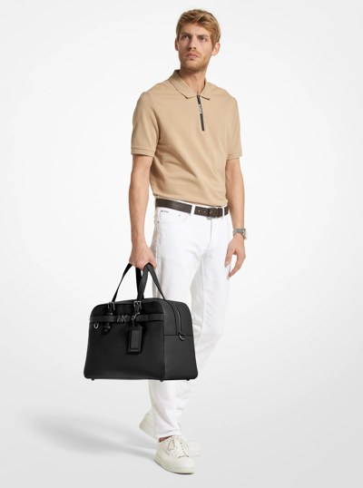 Hudson Pebbled Leather Travel Bag in BLACK | Michael Kors