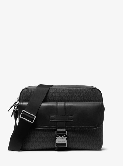 Hudson Signature Logo and Leather Camera Bag in BLACK | Michael Kors