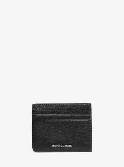 Hudson Pebbled Leather Card Case in BLACK | Michael Kors