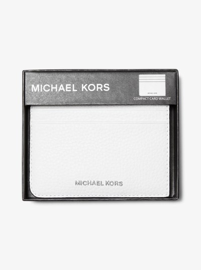 Hudson Pebbled Leather Card Case in BRIGHT WHT | Michael Kors