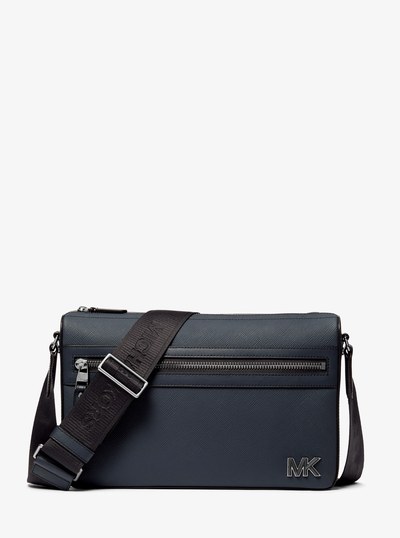 Edison Medium Saffiano Leather Messenger Bag in NAVY | Michael Kors