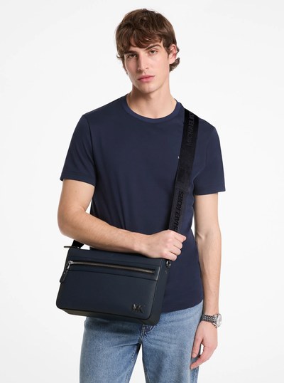 Edison Medium Saffiano Leather Messenger Bag in NAVY | Michael Kors