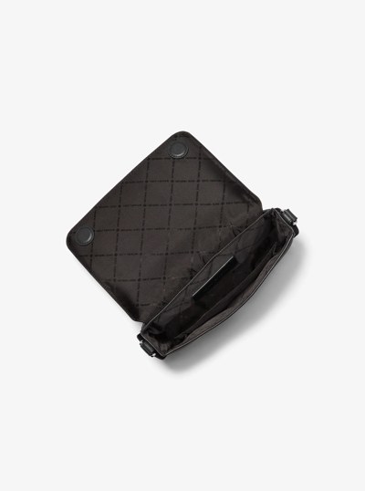 Edison Mini Crossgrain Leather Crossbody Bag with Pouch in BLACK | Michael Kors