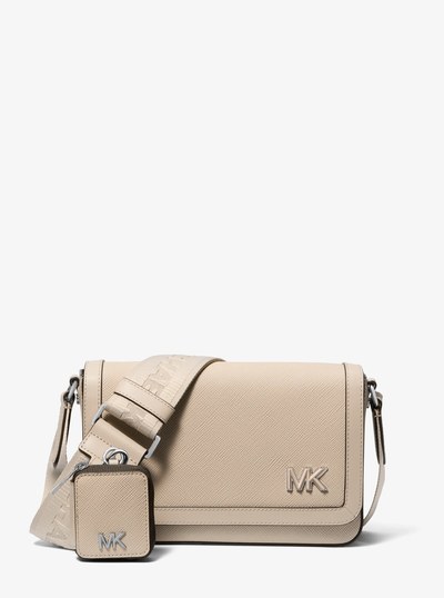 Edison Mini Crossgrain Leather Crossbody Bag with Pouch in LIGHT SAND | Michael Kors