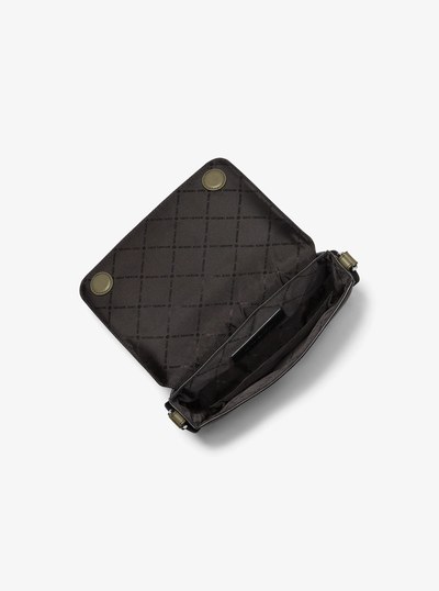 Edison Mini Crossgrain Leather Crossbody Bag with Pouch in SAFARI GREEN | Michael Kors