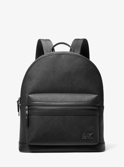 Edison Scratch-Resistant Crossgrain Leather Backpack in BLACK | Michael Kors