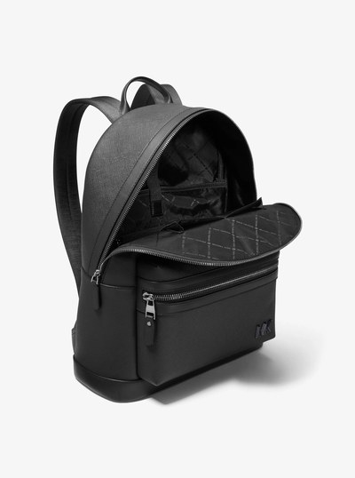 Edison Scratch-Resistant Crossgrain Leather Backpack in BLACK | Michael Kors