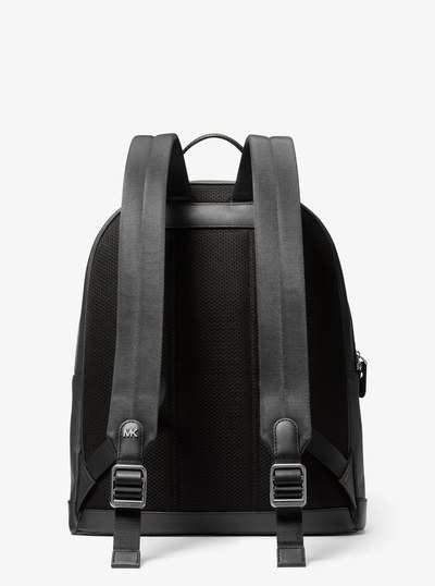 Edison Scratch-Resistant Crossgrain Leather Backpack in BLACK | Michael Kors