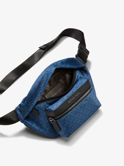 Signature Logo Print Woven Belt Bag in RIVER BLUE | Michael Kors