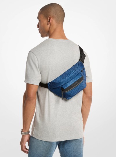 Signature Logo Print Woven Belt Bag in RIVER BLUE | Michael Kors
