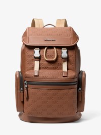 Jet Set Logo Embossed Pebbled Leather Backpack