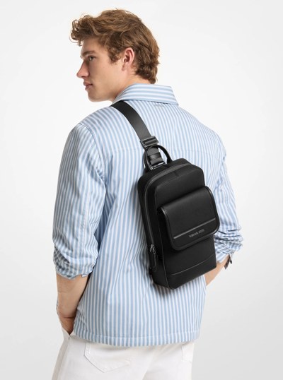 Jet Set Pebbled Leather Sling Bag in BLACK | Michael Kors