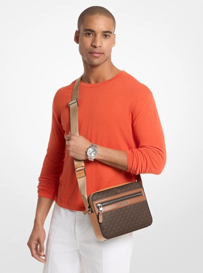 Jet Set Signature Logo Crossbody Bag in BROWN/LUGGAGE | Michael Kors