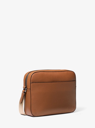 Jet Set Logo Embossed Leather Crossbody Bag in LUGGAGE | Michael Kors