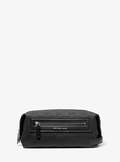 Jet Set Logo Embossed Leather Travel Kit in BLACK | Michael Kors