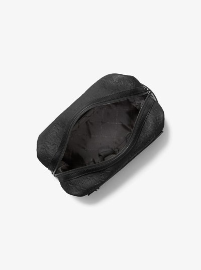 Jet Set Logo Embossed Leather Travel Kit in BLACK | Michael Kors