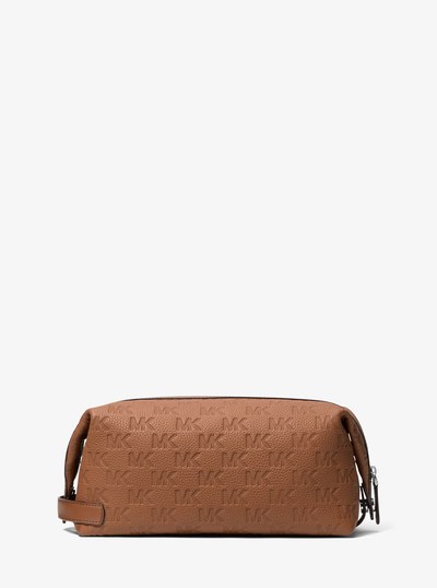 Jet Set Logo Embossed Leather Travel Kit in LUGGAGE | Michael Kors