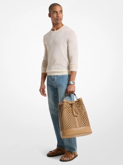 Whitley Medium Hand-Woven Backpack in PEANUT | Michael Kors