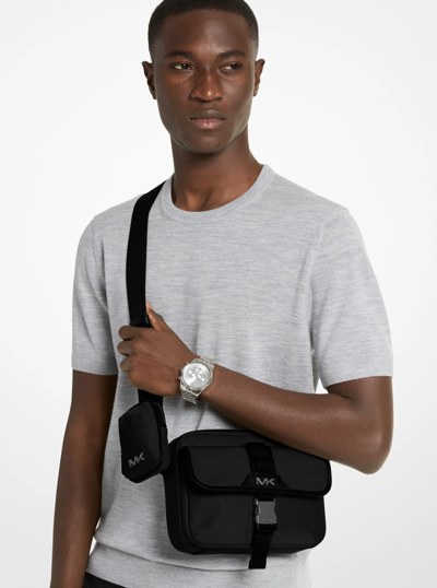 Brooklyn Recycled Nylon Utility Crossbody Bag in BLACK | Michael Kors