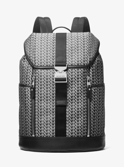 Eli MK2000 Logo Jacquard Aviator Backpack in BLACK | Michael Kors