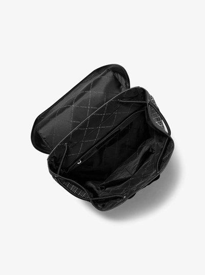 Eli MK2000 Logo Jacquard Aviator Backpack in BLACK | Michael Kors