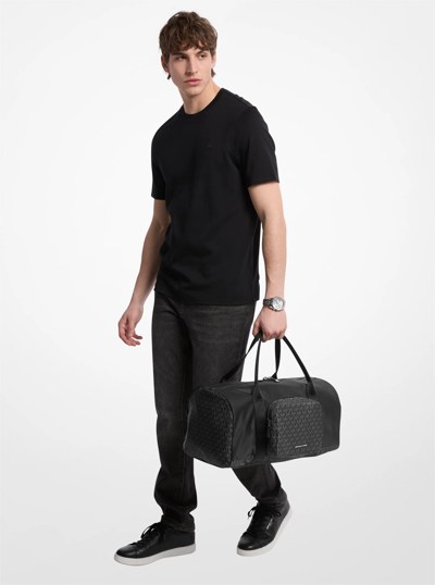 Tanner Nylon and Printed Signature Logo Weekender Bag in BLACK | Michael Kors