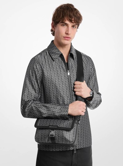 Eli MK2000 Logo Jacquard Messenger Bag in BLACK | Michael Kors