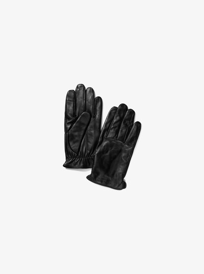 Leather Gloves in BLACK | Michael Kors