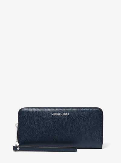Jet Set Pebbled Leather Continental Wristlet in NAVY | Michael Kors