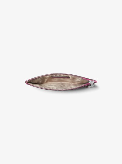 Empire Large Snake Embossed Leather Card Case in DEEP FUCHSIA | Michael Kors