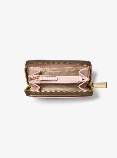 Jet Set Small Logo Wallet in BRN/SFTPINK | Michael Kors