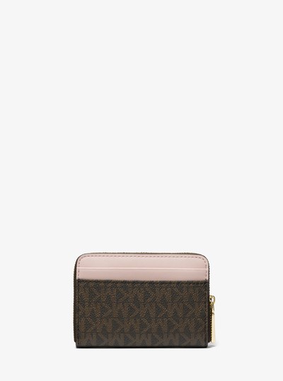 Jet Set Small Logo Wallet in BRN/SFTPINK | Michael Kors