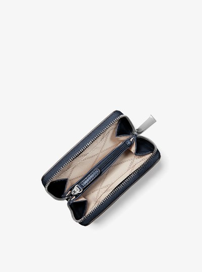 Jet Set Small Pebbled Leather Wallet in NAVY | Michael Kors