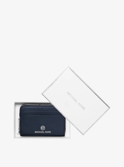 Jet Set Small Pebbled Leather Wallet in NAVY | Michael Kors