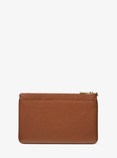 Large Pebbled Leather Wristlet in LUGGAGE | Michael Kors