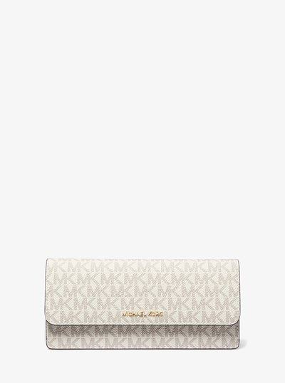 Jet Set Large Signature Logo Wallet in VANILLA/ACORN | Michael Kors