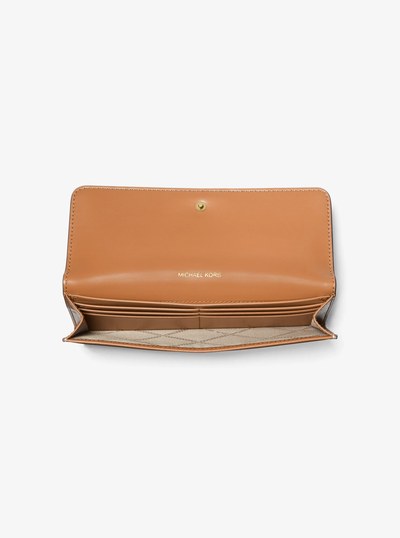Jet Set Large Signature Logo Wallet in VANILLA/ACORN | Michael Kors