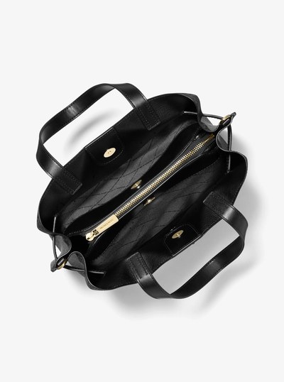 Emilia Large Logo Satchel in BLACK | Michael Kors
