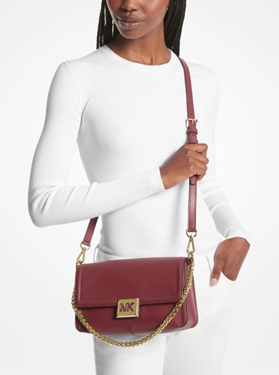 Sonia Medium Leather Shoulder Bag in DARK CHERRY | Michael Kors