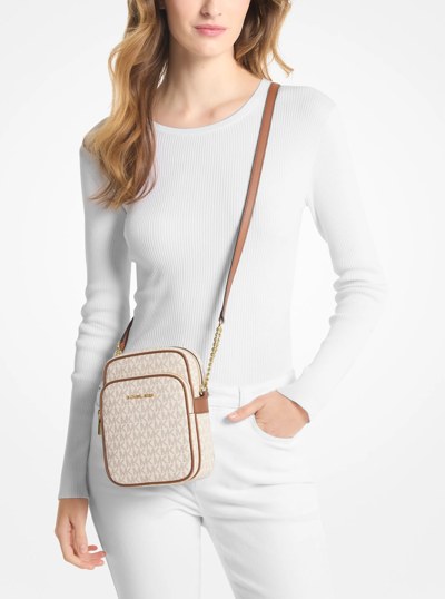 Jet Set Travel Medium Logo Crossbody Bag in VANILLA | Michael Kors