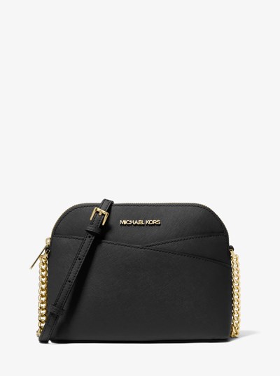 Jet Set Travel Medium Dome Crossbody Bag in BLACK | Michael Kors