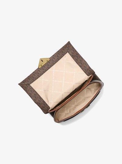 Cece Medium Logo Shoulder Bag in BROWN | Michael Kors