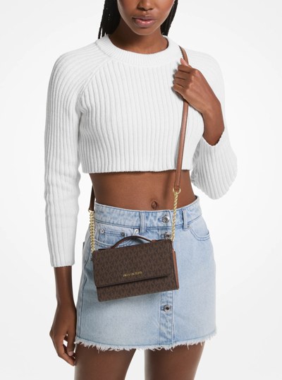 Jet Set Travel Medium Logo Smartphone Crossbody Bag in LUGGAGE | Michael Kors
